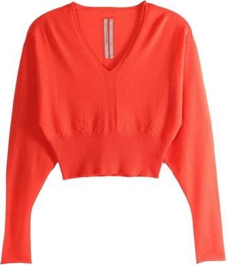 Rick Owens Geribbelde trui met V-hals - Oranje