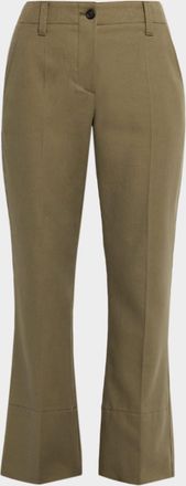 Brunello Cucinelli Linen Twill Kickflare Cigarette Pants