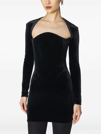 MUGLER long-sleeve mini dress - women - Velvet - 36 - Black
