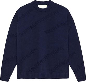New Amsterdam Surf Association Logo Jacquard Crewneck - Heren - Ronde hals truien - Blauw - XL - Katoen - Truien & Vesten