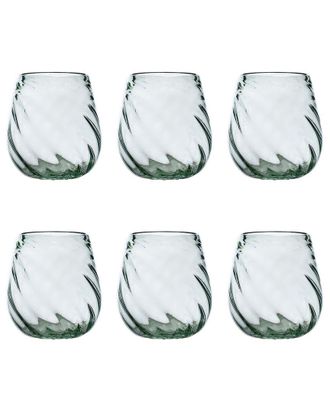 10 Strawberry Street Set of 6 Optic Swirl Mexican Glassware: Stemless Wine Glasses
