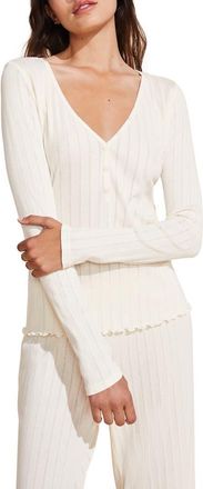 Eberjey Pointelle Rib Henley Pajama Top in Ivory at Nordstrom, Size X-Large