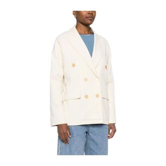 Forte_Forte Blazers, female, Beige, Size: M Double-Breasted Jacket