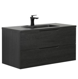 Badplaats Badplaats Set Mobili Bagno Cairo 100 X 48 Cm - Rovere Nero - Mobile Con Lavabo Nero