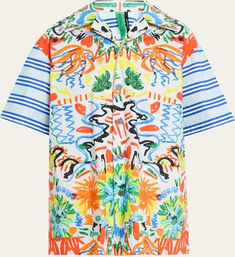 Rianna + Nina Tropical-Print Cotton Shirt