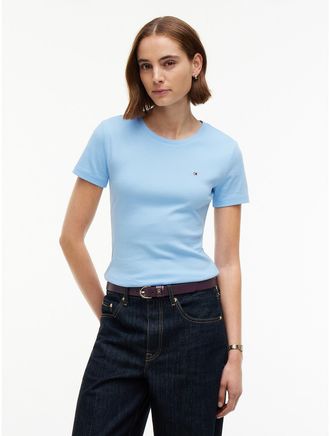 Tommy Hilfiger Womens Crewneck Favorite T-Shirt - Light Blue - XXL