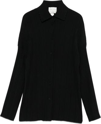 Forte_Forte Plisse Overshirt in Zwart Poly Crepe - Dames - Overhemden - Zwart - L - Overhemden