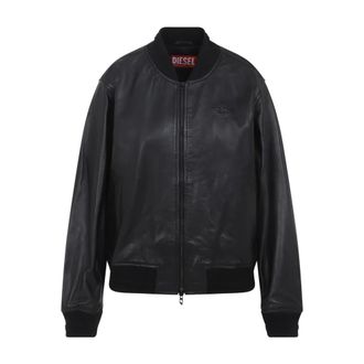 Diesel Leather Jackets, female, Black, Size: S L-Ilyan RB Jacket