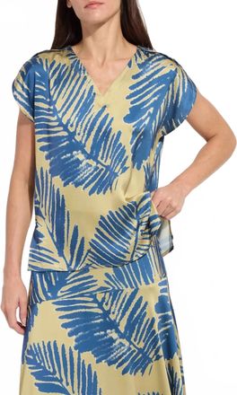 Lyss&eacute; Catriona Tulip Sleeve Printed Top In Sicillan Palm