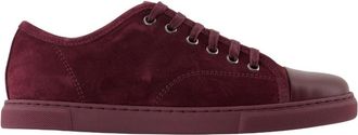 Lanvin Bordeauxrode Leren Sneakers - Bovenste Veters - Dames - Sneakers - Rood - 36 EU - Leer - Schoenen