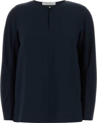 Max Mara Midnight Blue Stretch Silk Mitico Blouse