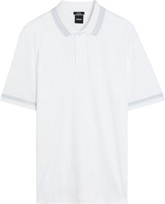BOSS Boss Striped Trims Cotton Polo Shirt - White - Xxl