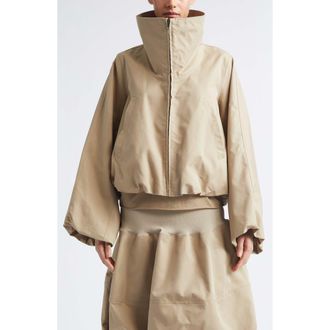 Melitta Baumeister Round Up Cotton & Nylon Twill Bubble Hem Jacket in Beige at Nordstrom, Size Medium