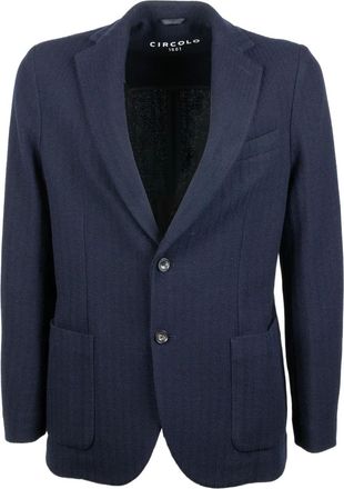 Circolo 1901 herringbone single-breasted blazer - men - Fabric - 54 - Blue