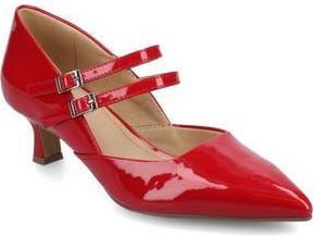 Journee Collection Carnation Kitten Heel Mary Jane Pump - Wide Width Available in Red at Nordstrom Rack, Size 9.5