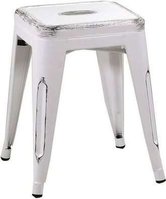 Vacchetti Taburete Antiguo De Hierro Bristol Blanco Cm39x39h45