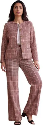 Jessica London Bi Stretch Lady Jacket in Rose Check Houndstooth at Nordstrom, Size 24
