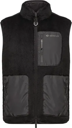Moncler Moncler Teddy Fleece Reversible Down Vest, Men, Black, Size: Xxl
