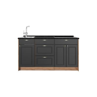 Vicco Bloque De Cocina Fame-line, Antracita-oro Landhaus, 150 Cm, Et Antracita, Vicco