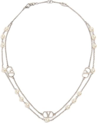 Valentino Garavani Vlogo Signature Necklace With Swarowski Pearls