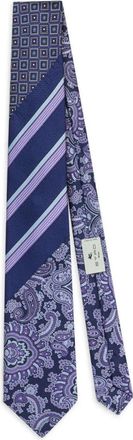 Etro Stropdas met patchwork - Blauw