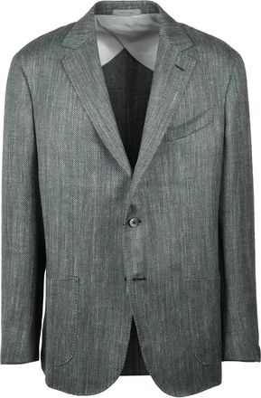 Corneliani Jacket Wool Silk Linen - Sage Green