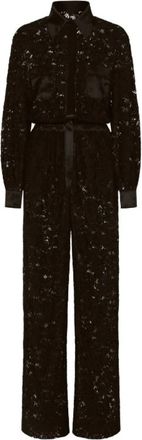Dolce & Gabbana Zijden Jumpsuit met Kant - Dames - Jumpsuits - Zwart - M - Katoen - Jumpsuits & Playsuits