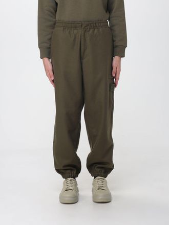 Stone Island Pantaloni jogging in flanella di lana con logo Compass