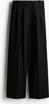 H&M Wide linen-blend trousers - Schwarz