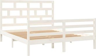 vidaXL Bed Frame without Mattress White Solid Wood King Size Vidaxl