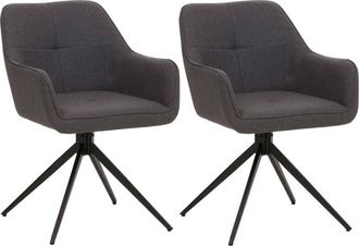 Hhg Hhg - Juego De 2 Sillas De Comedor 983, Reposabrazos Para Silla De Cocina, Giratoria Con Retorno Autom&aacute;tico, Tela/textil (270g/m&sup2;), Gris