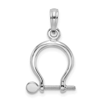 Diamond2Deal 14k Gold 3-D Small Shackle Link with Moveable Screw Charm Pendant