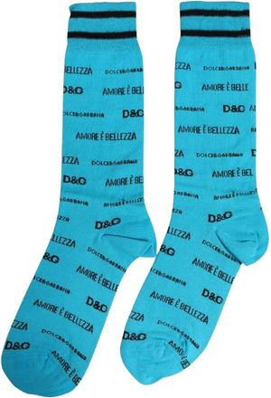 Dolce & Gabbana Cotton Logo Mid Calf Accessory Socks - unisex - Accessoires - Blauw - Maat: ONE Size Katoen