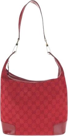 Gucci Pre-owned Shoulder Bags, female, Red, Size: ONE SIZE Pre-owned GG Canvas Enamel Shoulder Bag