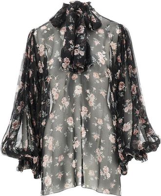 Dolce & Gabbana Vintage roses print chiffon blouse Woman 44