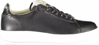Diadora Zwarte Leren Sneakers - Dames - Veterschoenen - Zwart - 36 EU - Katoen - Schoenen