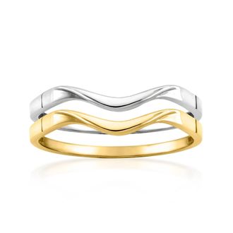 Ross-Simons Italian 10kt 2-Tone Gold Jewelry Set: 2 Wave Rings