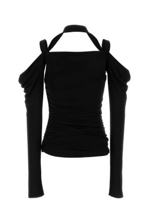 The Attico Cold-Shoulder Crepe Blouse - Black