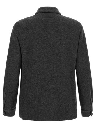 Ermenegildo Zegna Wool-Cashmere Jersey Overshirt - Charcoal