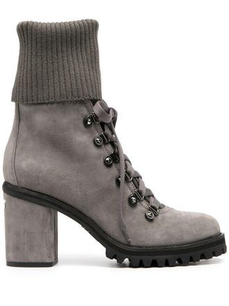 Le Silla ribbed-knit edge boots - Grey