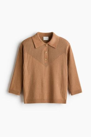 H&M Rib-knit Top in Dark Beige at Nordstrom, Size Xx-Large