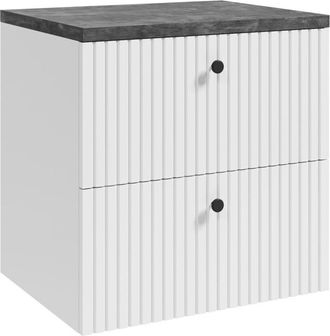 Badplaats Badplaats - Mobile base per lavabo Saros 60 cm - bianco - con piano grigio