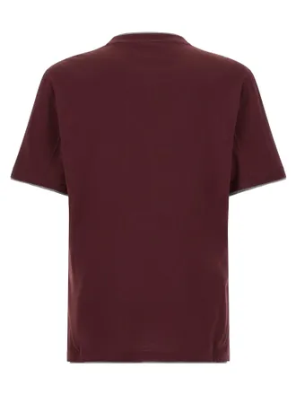 Brunello Cucinelli Double Layer Contrast T-shirt - burgundy