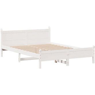 vidaXL Bed Frame without Mattress White 120x190 cm Small Double Solid Wood Pine vidaXL