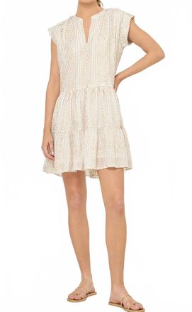 Oliphant Helene Roll Sleeve Dress In Cream/gold