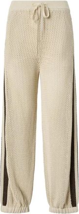 Pinko Nebulosa Pantalone Rete Sport - Dames - Sweatpants - Beige - M - Katoen - Broeken