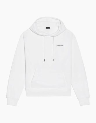 Jacquemus Mens Jacquemus Signature Embroidered Logo Hoodie in White - Size: 38