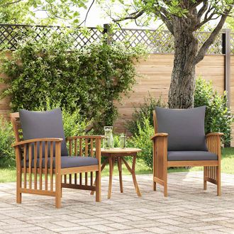 vidaXL Sillas De Jard&iacute;n Con Cojines 2 Unidades Madera Maciza Acacia Vidaxl