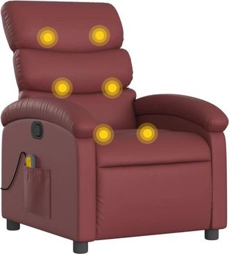 vidaXL Vidaxl - Sillón de masaje reclinable cuero sintético rojo tinto