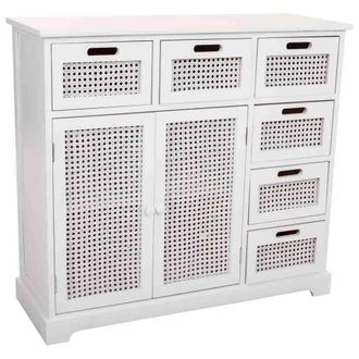Wanderlust Deco Aparador De Madera Y Rejilla Blanco 86x33x78.5